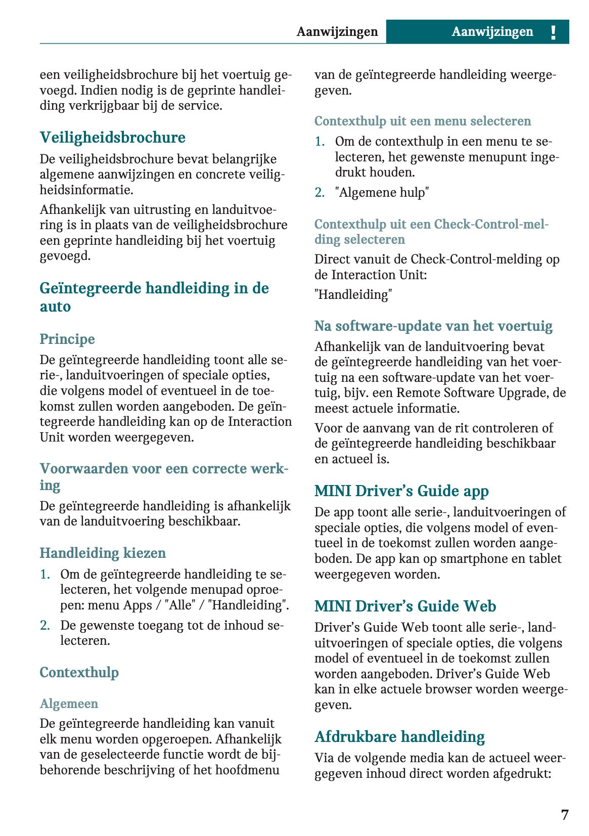 2025-2026 Mini Cooper Owner's Manual | Dutch