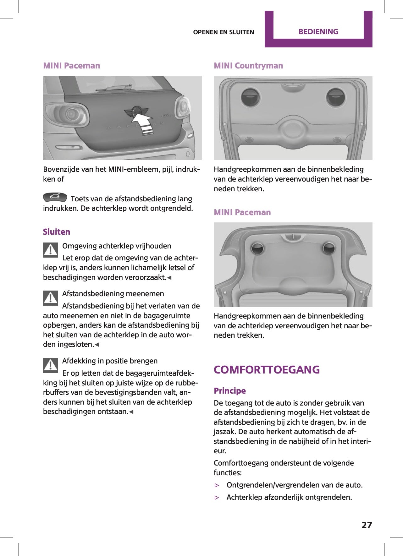 2015 Mini Countryman/Paceman Owner's Manual | Dutch