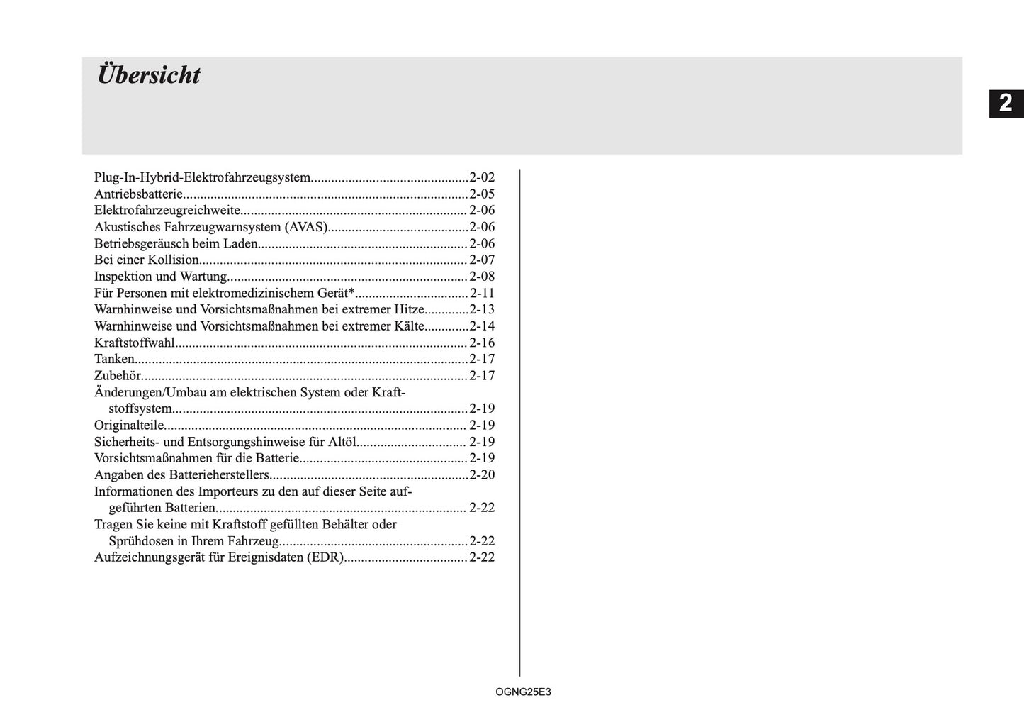 2025 Mitsubishi Outlander PHEV Bedienungsanleitung | Deutsch
