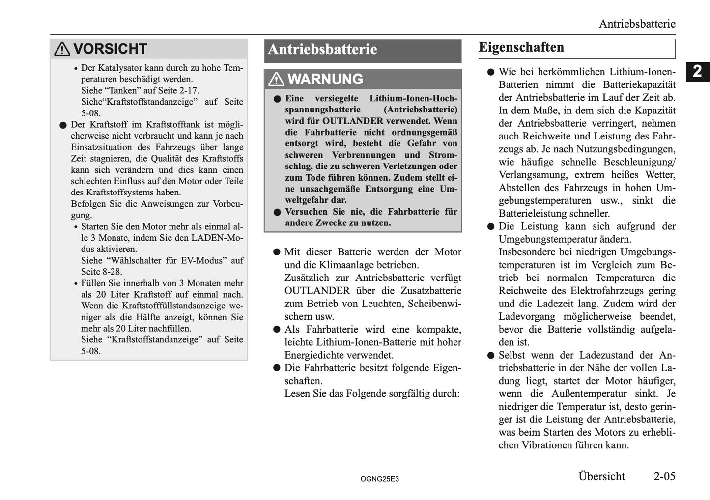 2025 Mitsubishi Outlander PHEV Bedienungsanleitung | Deutsch