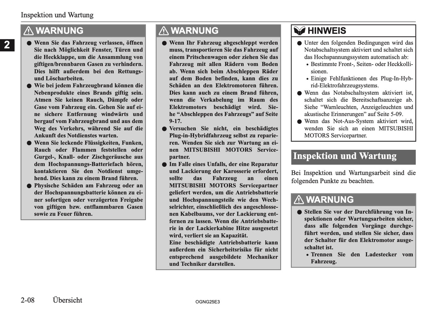 2025 Mitsubishi Outlander PHEV Bedienungsanleitung | Deutsch