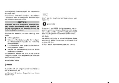 2025-2026 Nissan Qashqai e-Power Bedienungsanleitung | Deutsch