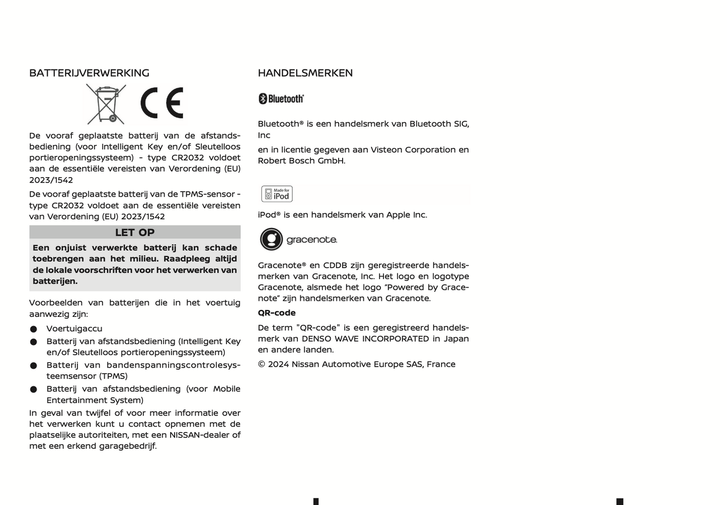 2024 Nissan Qashqai e-Power Owner's Manual | Dutch