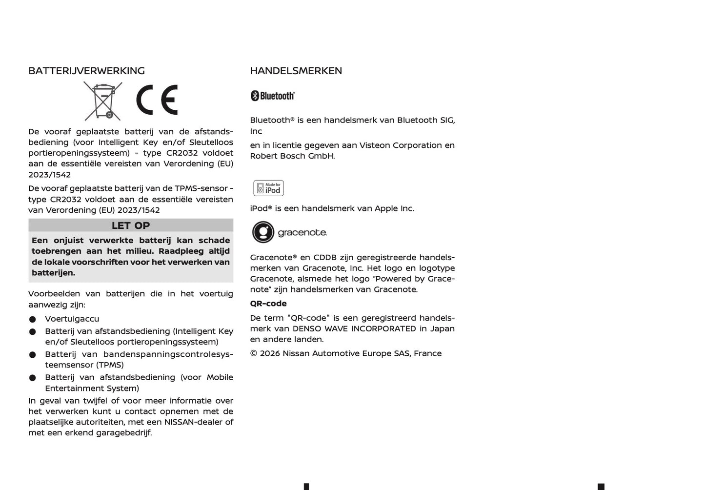 2026 Nissan Qashqai e-Power Owner's Manual | Dutch