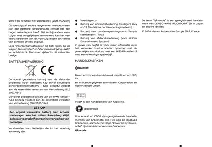2024-2025 Nissan Qashqai Owner's Manual | Dutch