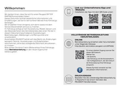 2025 Peugeot Rifter/Partner Bedienungsanleitung | Deutsch