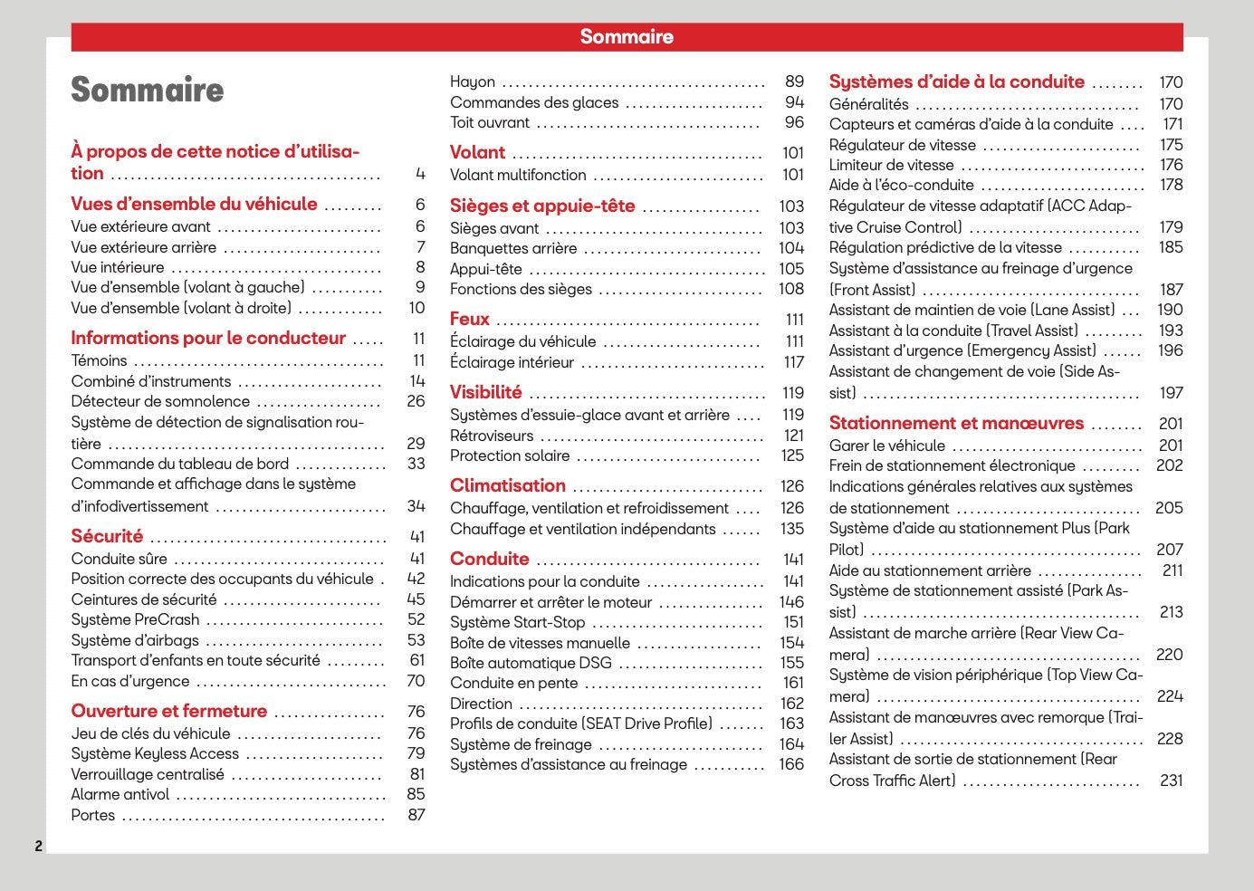 2026 Seat Ateca Owner's Manual | French