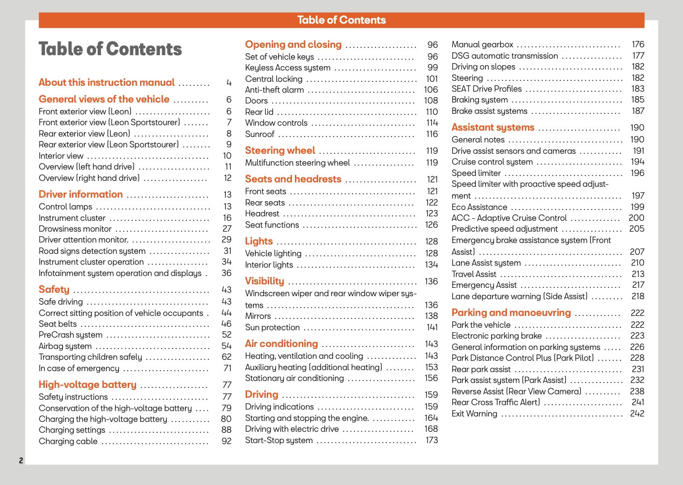 2025 Seat Leon Owner's Manual | English
