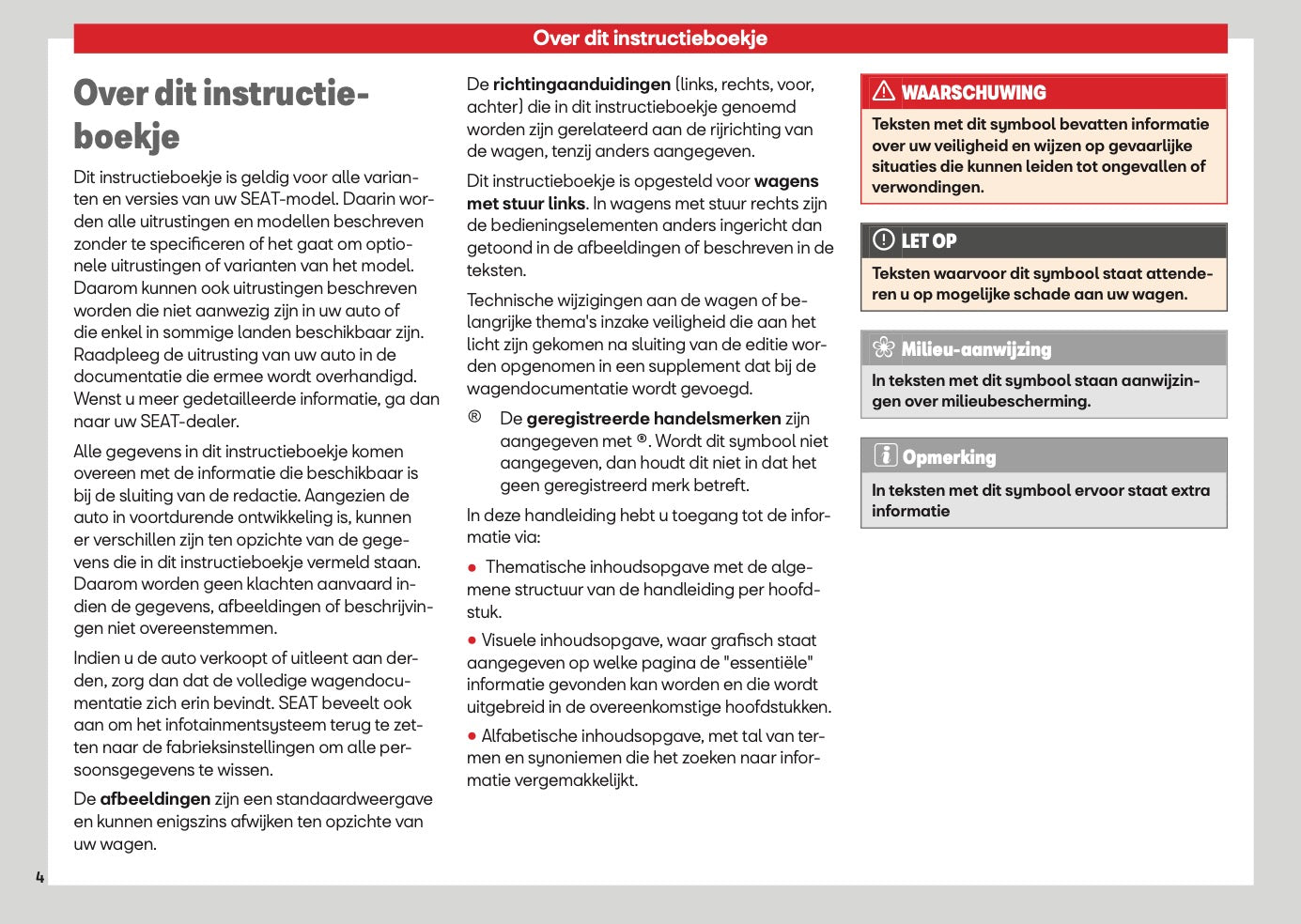 2026 Seat Leon/Leon Sportstourer Owner's Manual | Dutch