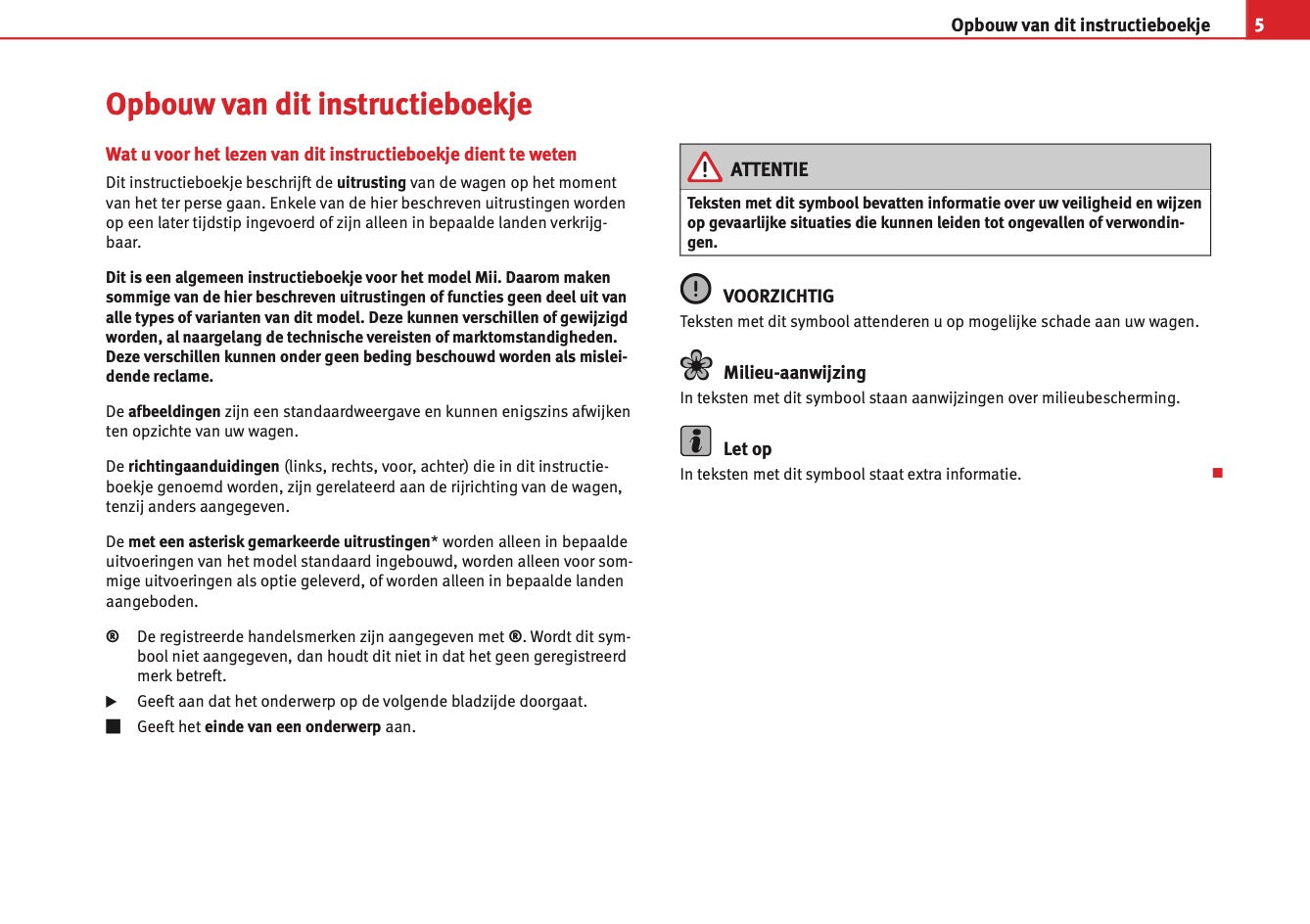 2012-2013 Seat Mii Owner's Manual | Dutch