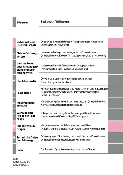 2025 Toyota bZ4X Owner's Manual | German