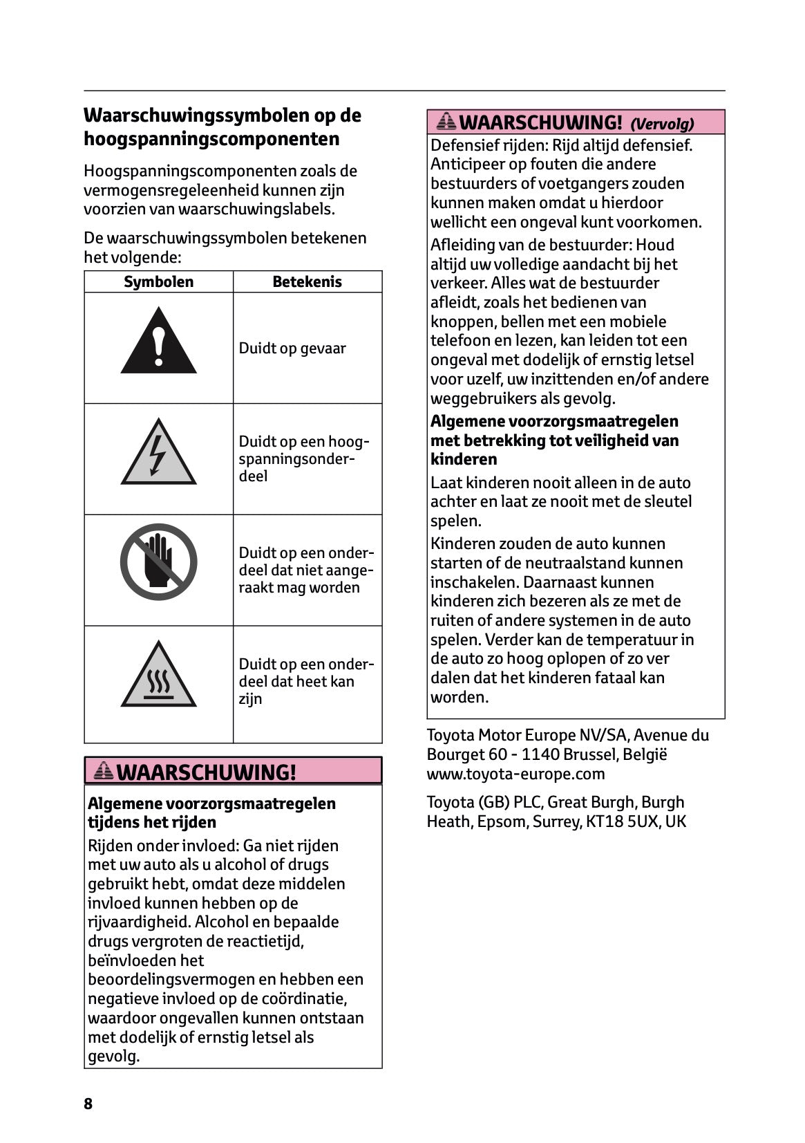 2025 Toyota Corolla Cross Hybrid Owner's Manual | Dutch