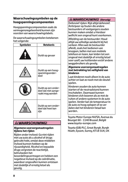 2025 Toyota Corolla Cross Hybrid Owner's Manual | Dutch