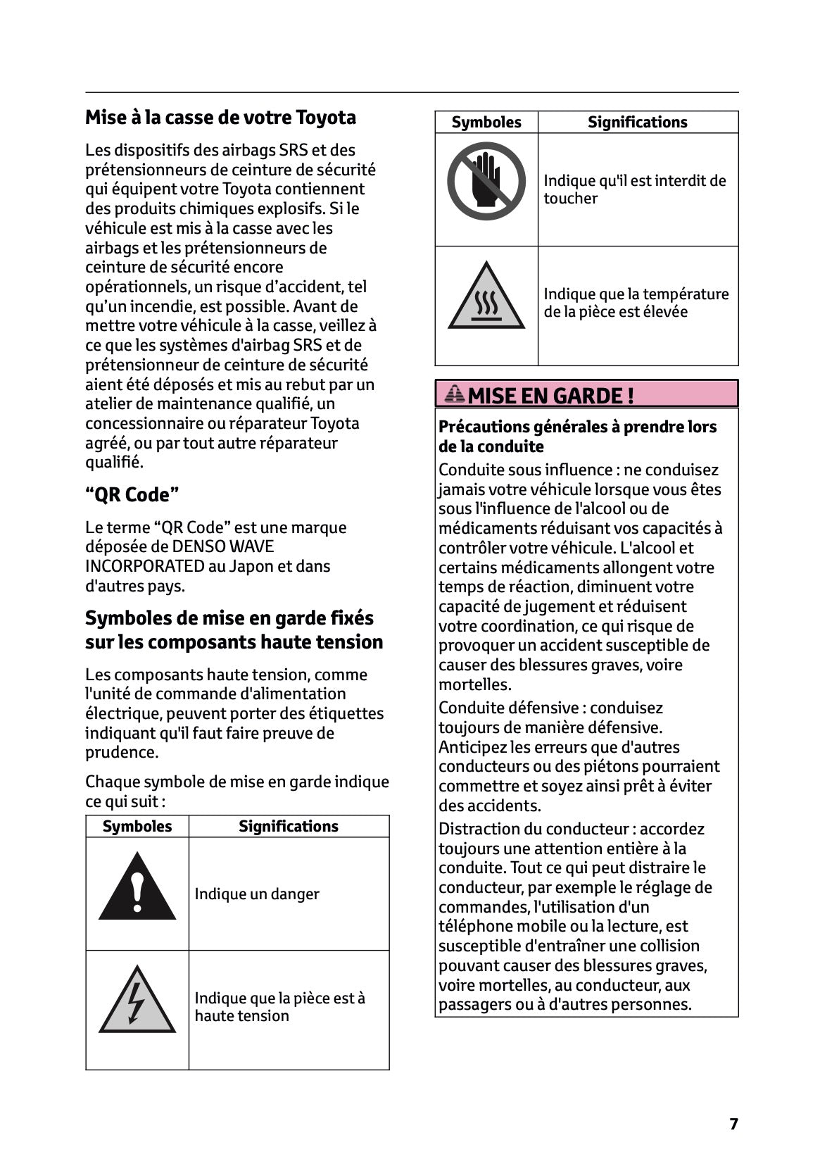 2025 Toyota Corolla Hybrid Hatchback/Touring Sports Owner's Manual | French