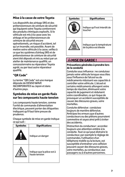 2025 Toyota Corolla Hybrid Hatchback/Touring Sports Owner's Manual | French