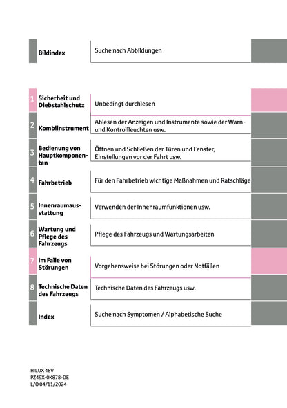 2024-2025 Toyota Hilux 48V Bedienungsanleitung | Deutsch