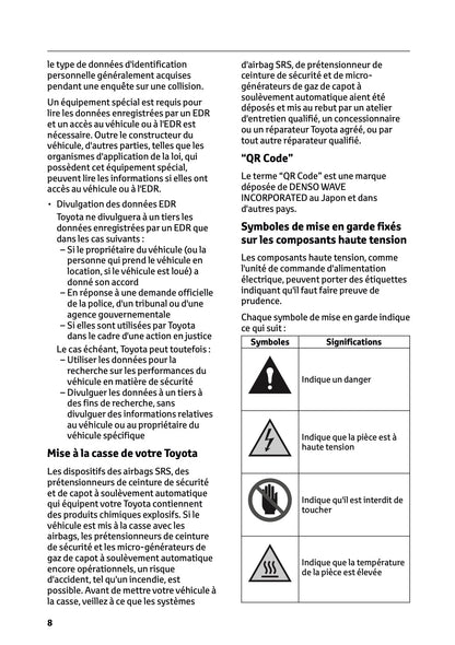 2025-2026 Toyota Mirai Owner's Manual | French