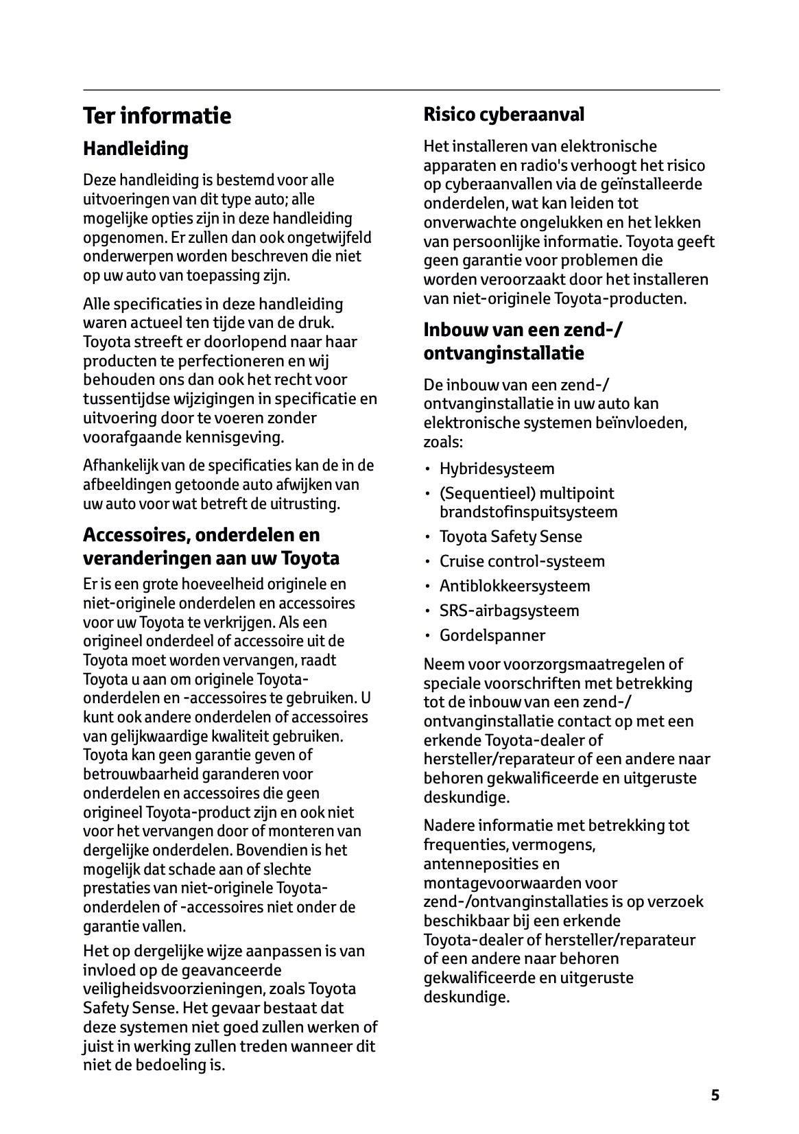 2024-2025 Toyota RAV4 Plug-in-Hybrid Owner's Manual | Dutch