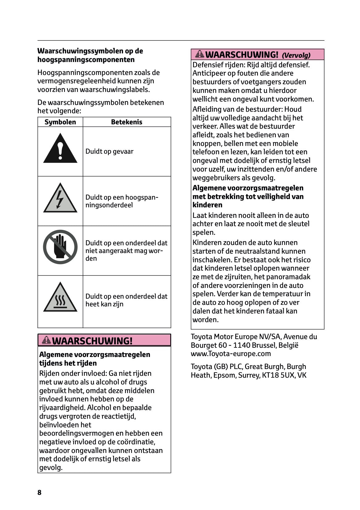 2026 Toyota RAV4 Plug-in-Hybrid Owner's Manual | Dutch