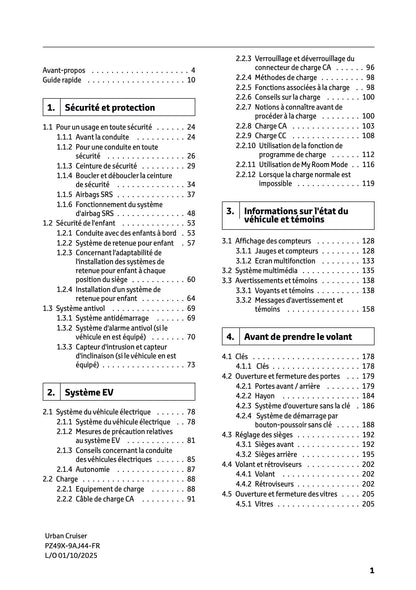 2025-2026 Toyota Urban Cruiser Owner's Manual | French