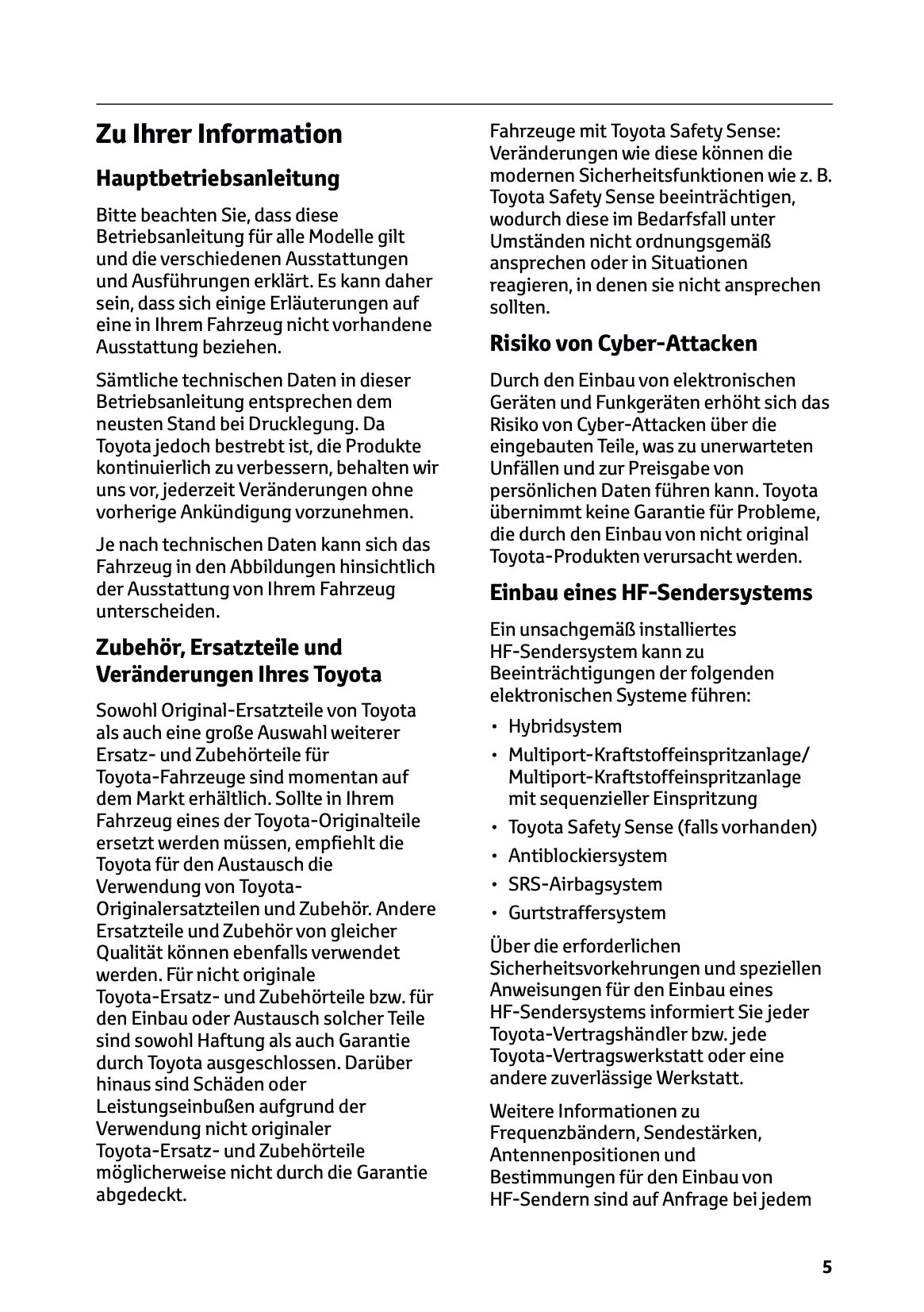 2026 Toyota Yaris Cross Hybrid Owner's Manual | German