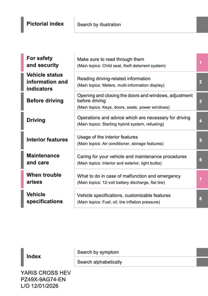 2026 Toyota Yaris Cross Hybrid Owner's Manual | English
