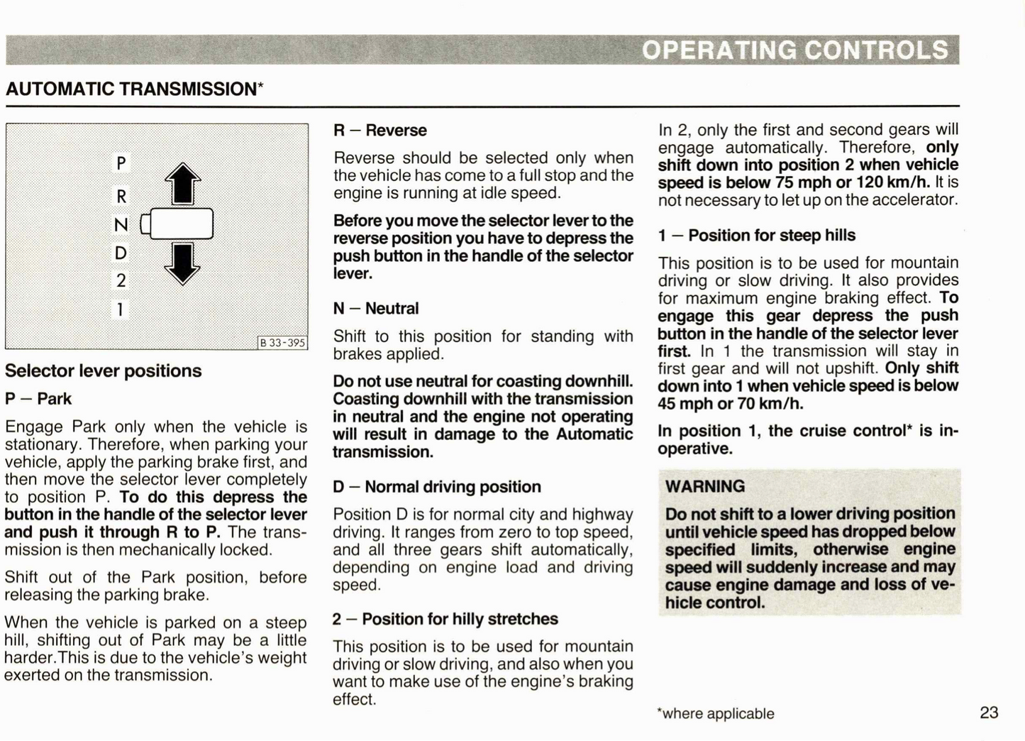 1988 Volkswagen Cabriolet Owner's Manual | English