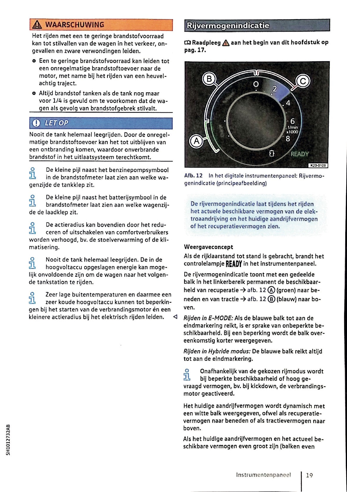 2020 Volkswagen Golf eHybrid / Golf GTE Bedienungsanleitung | Niederländisch