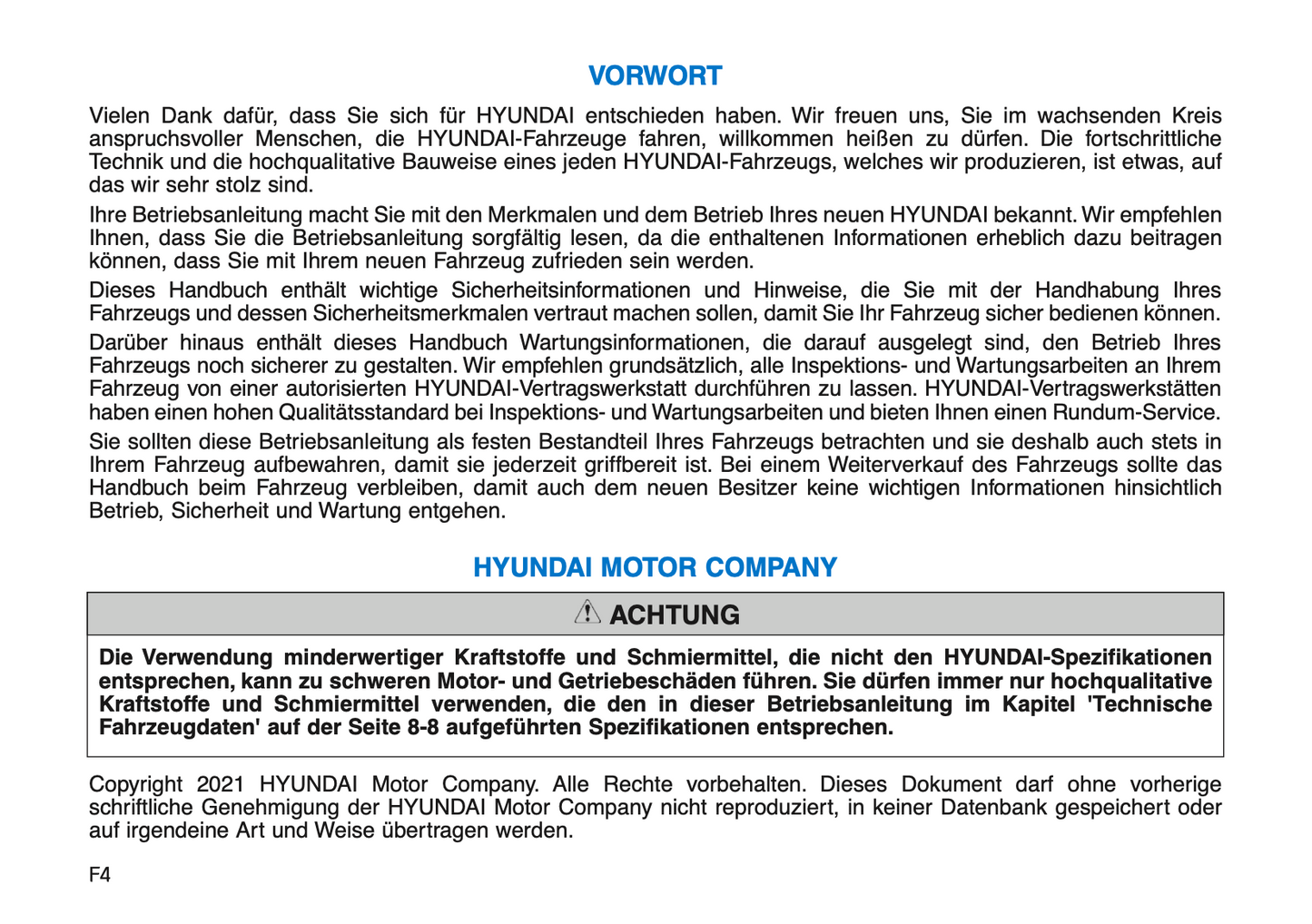 2021-2022 Hyundai i30 N Bedienungsanleitung | Deutsch