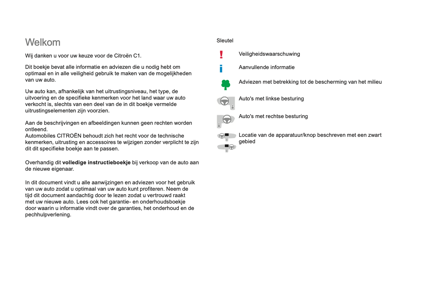 2018-2022 Citroën C1 Owner's Manual | Dutch