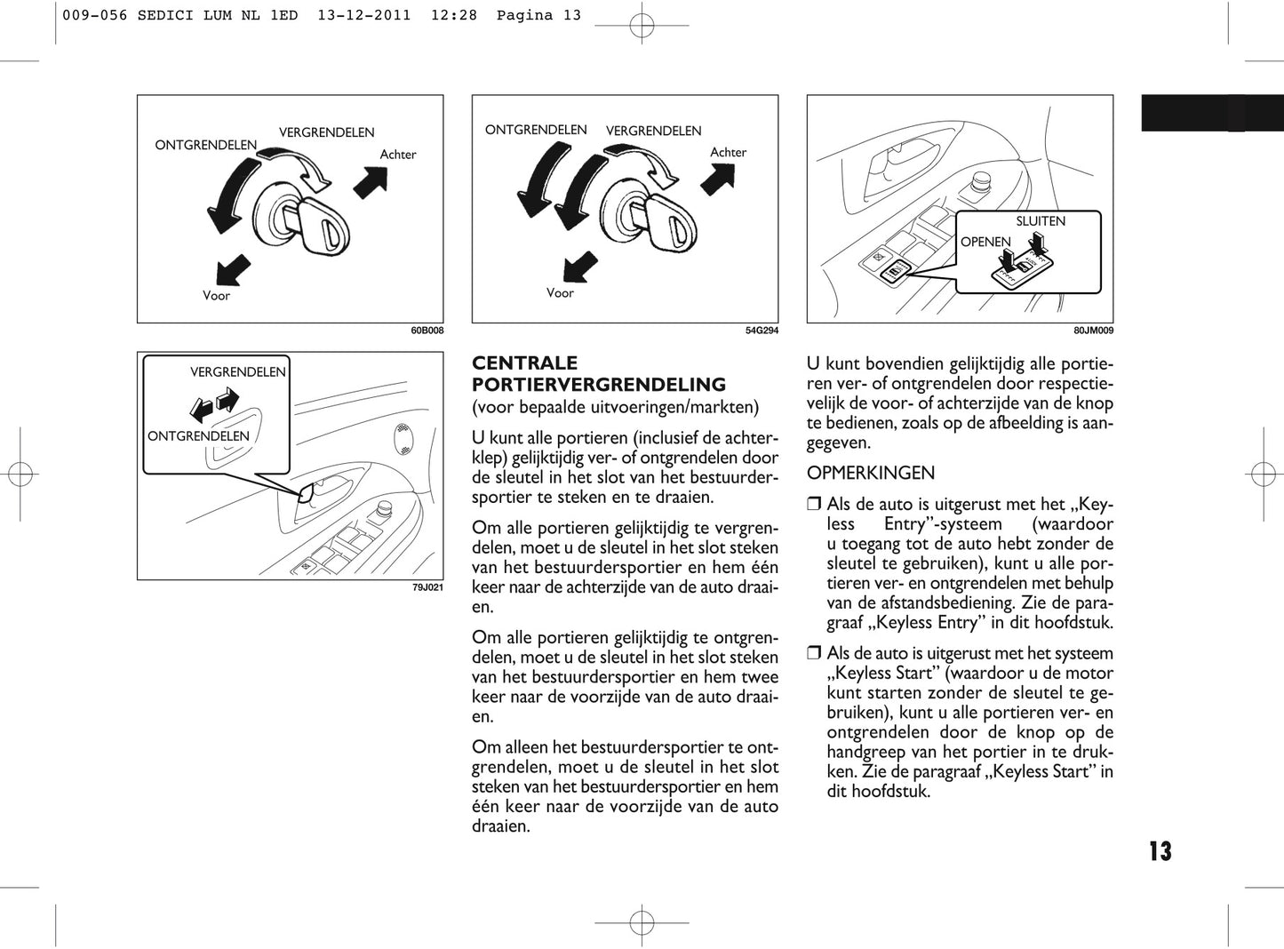 2013 Fiat Sedici Owner's Manual | Dutch