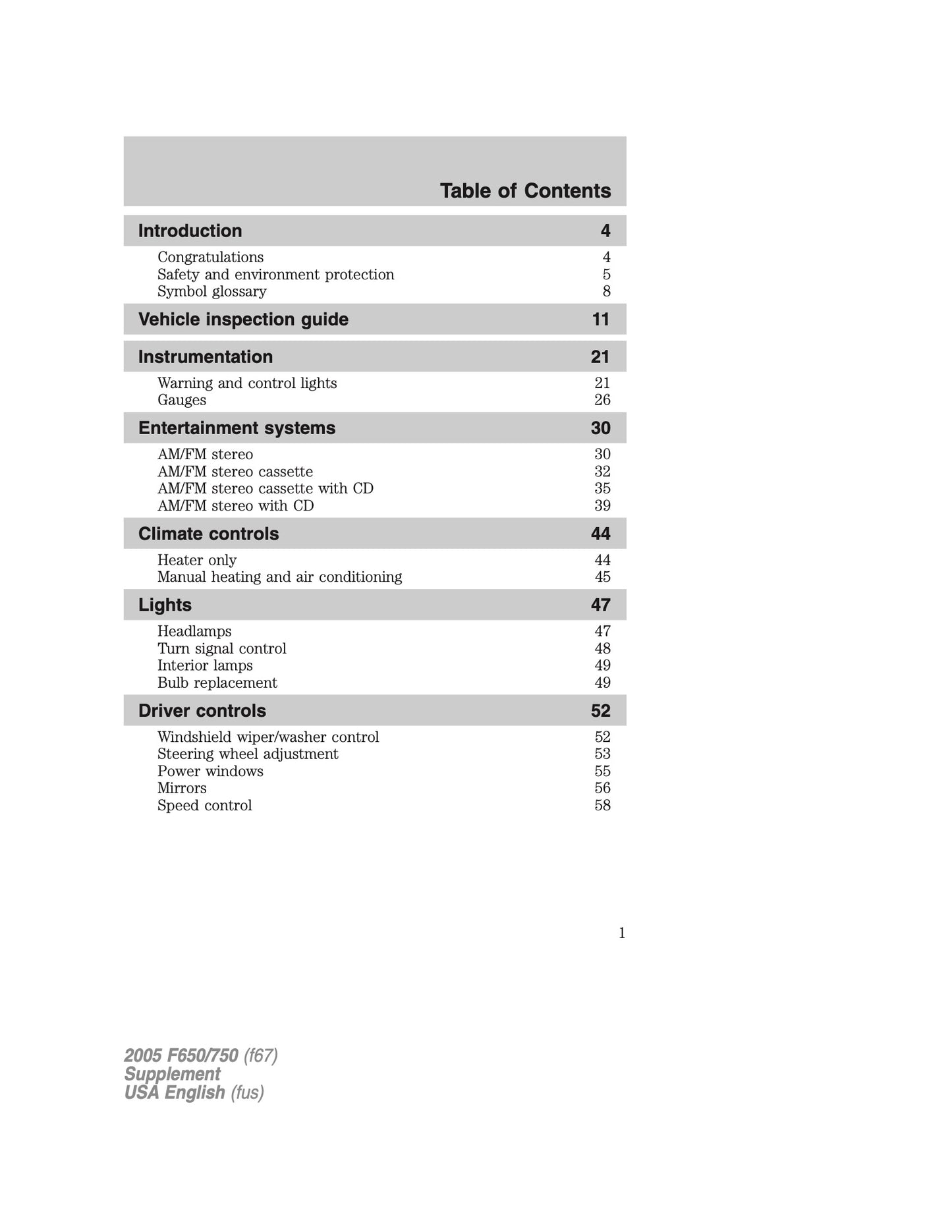 2005 Ford F-650/F-750 Owner's Manual | English