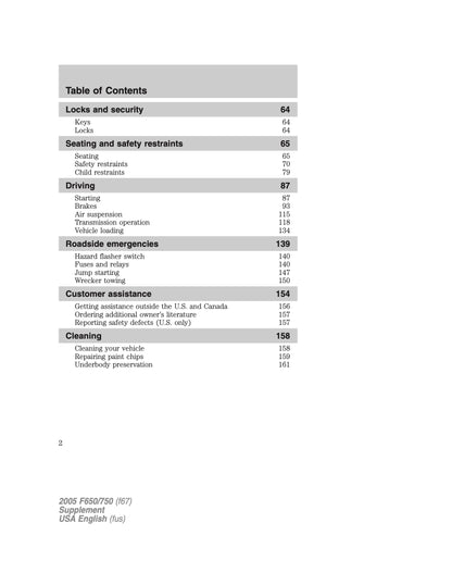 2005 Ford F-650/F-750 Owner's Manual | English