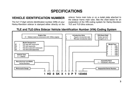 1991 Harley-Davidson TLE/TLE-Ultra Sidecar Owner's Manual | English