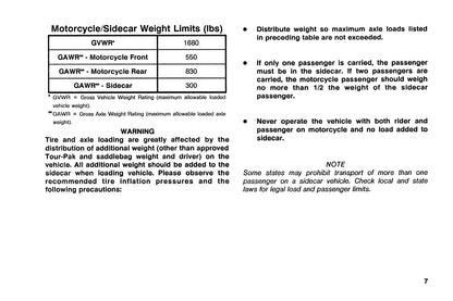 1991 Harley-Davidson TLE/TLE-Ultra Sidecar Owner's Manual | English