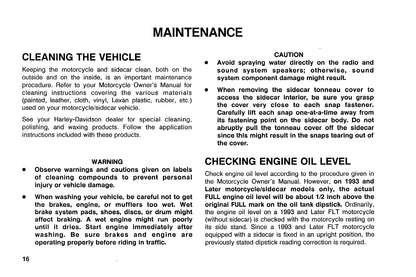 1991 Harley-Davidson TLE/TLE-Ultra Sidecar Owner's Manual | English