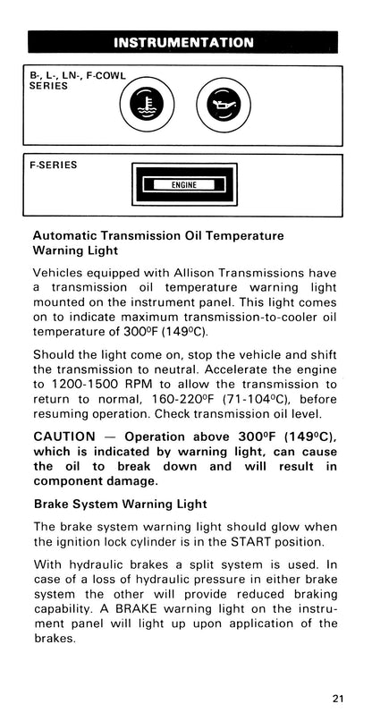 1985 Ford Medium Duty / 600 / 700 / 7000 Bedienungsanleitung | Englisch