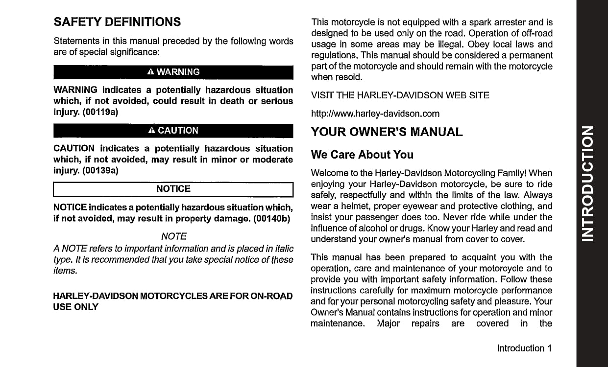 2018 Harley Davidson Trike Owner's Manual | English