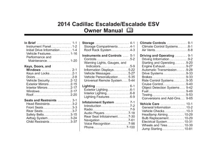 2014 Cadillac Escalade/ESV Owner's Manual | English