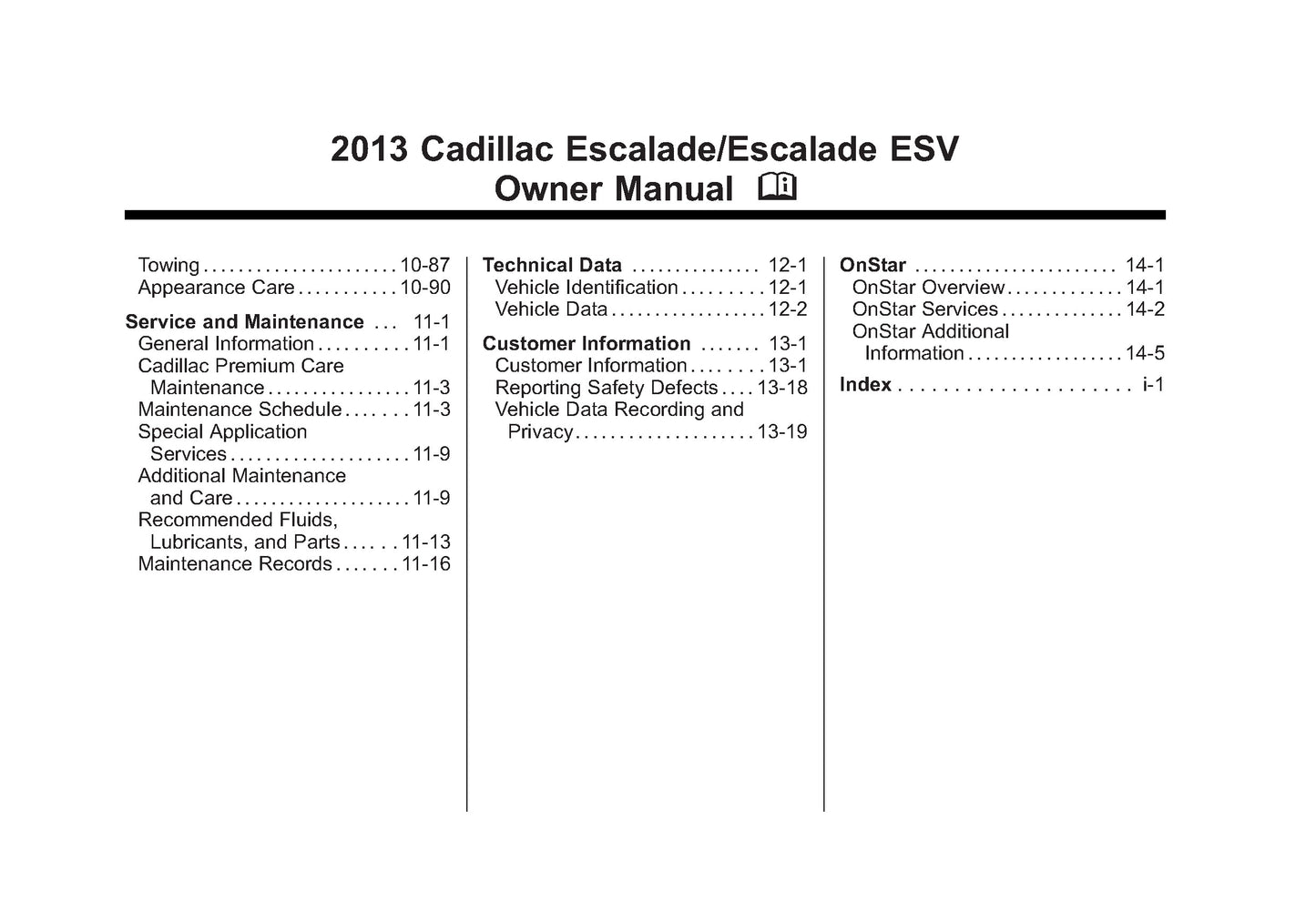 2013 Cadillac Escalade / ESV Bedienungsanleitung | Englisch