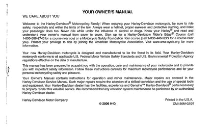 2007 Harley Davidson Softail Owner's Manual | English