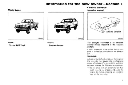 1987 Toyota 4WD Truck / 4Runner Bedienungsanleitung | Englisch