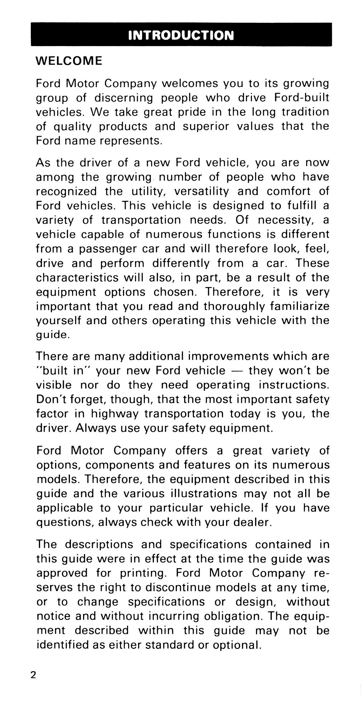 1985 Ford Medium Duty / 600 / 700 / 7000 Owner's Manual | English