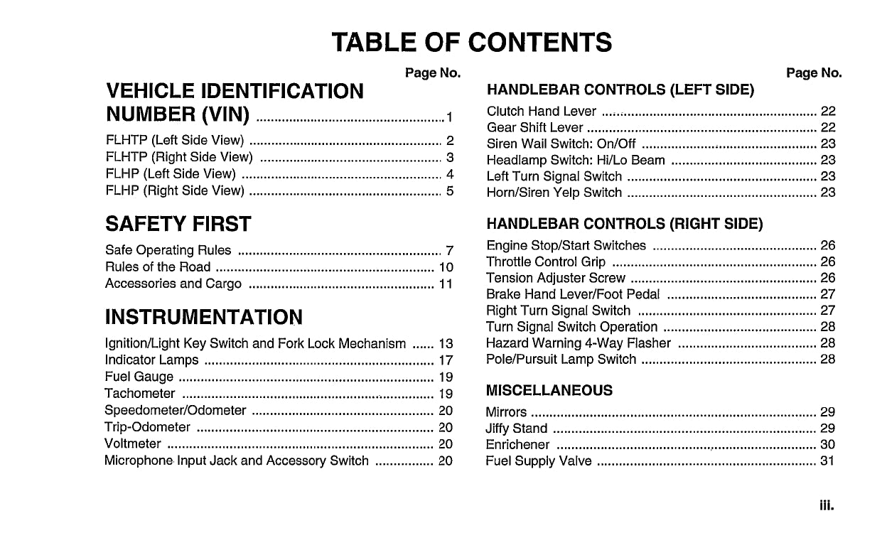 1996 Harley Davidson Police Owner's Manual | English