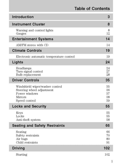 2003 Ford Thunderbird Owner's Manual | English