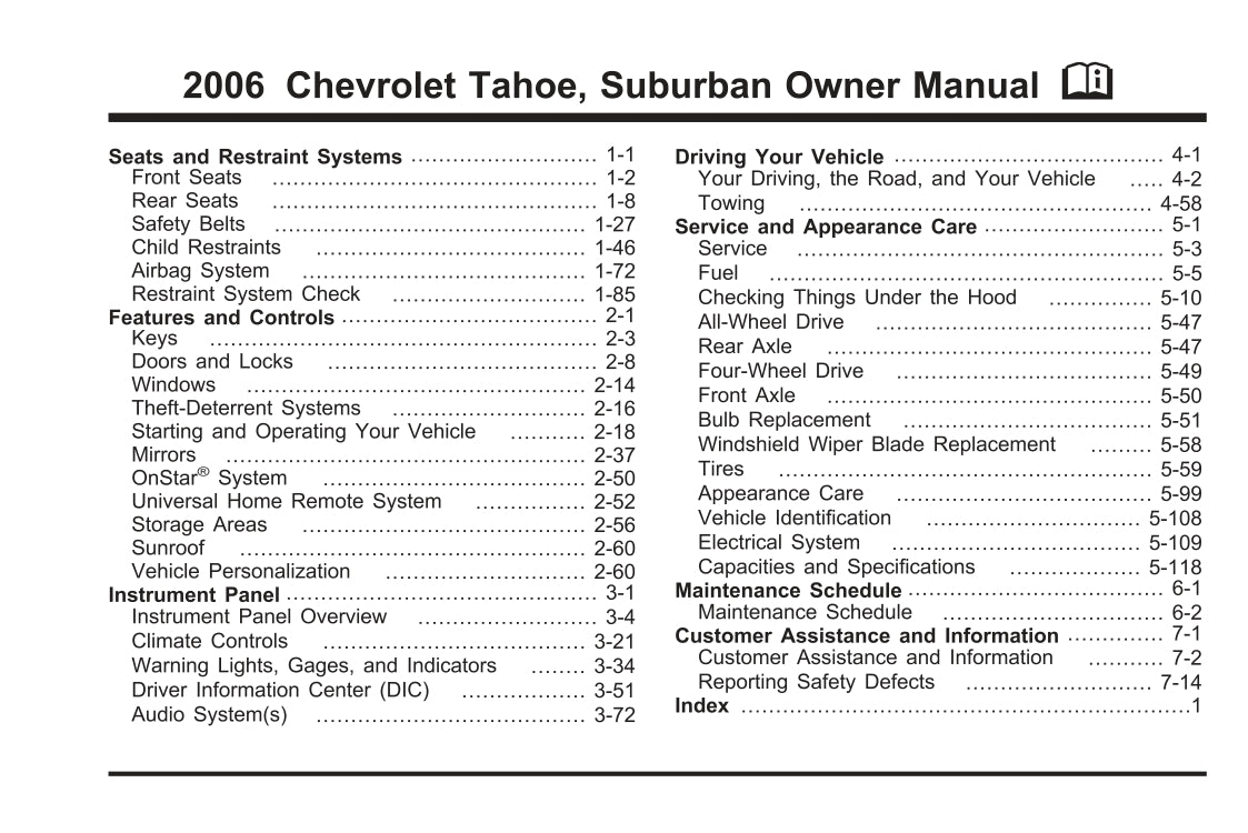 2006 Chevrolet Suburban/Tahoe Bedienungsanleitung | Englisch