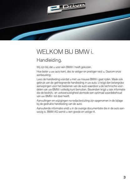 2021 BMW i3 Owner's Manual | Dutch