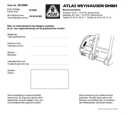 Atlas 1404 Owner's Manual | Dutch/German