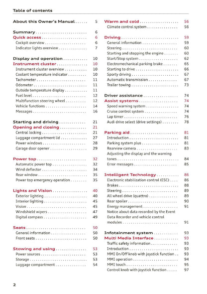 2020 Audi R8 Owner's Manual | English