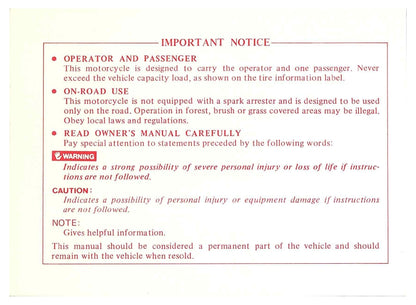 1982 Honda Nighthawk 650 Owner's Manual | English